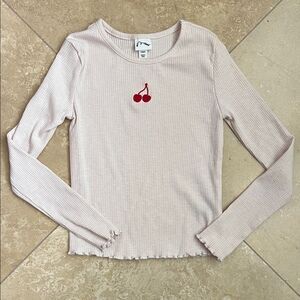 Art Class Girls Light Pink Cherry Embroidered Top